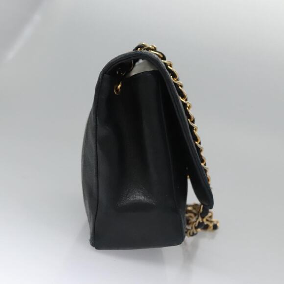 CHANEL Matelasse Turn Lock Chain Shoulder Bag Lamb Skin Black CC - Picture 4 of 16